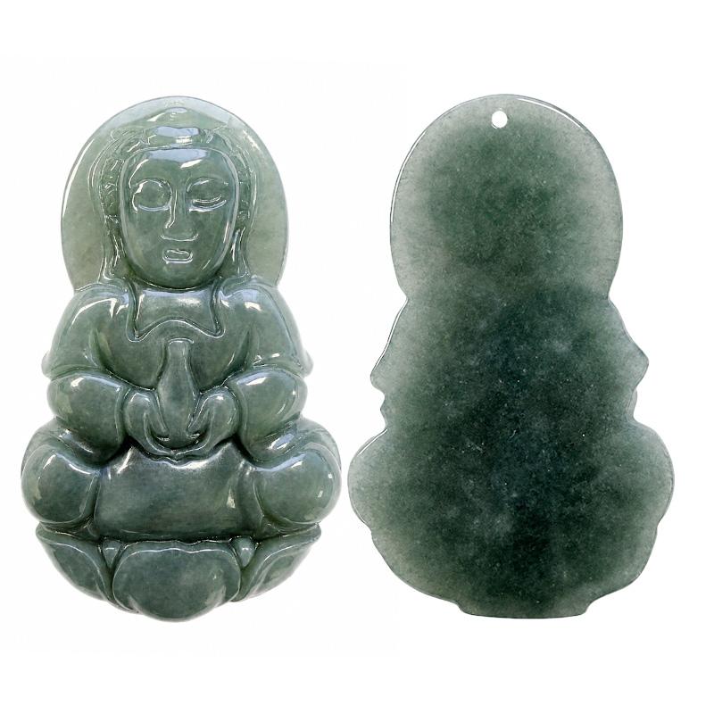 Bouddha en Jade de Birmanie percé - Pièce unique - 202607_27