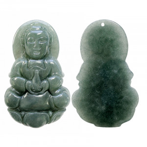 Bouddha en Jade de Birmanie percé - Pièce unique - 202607_27