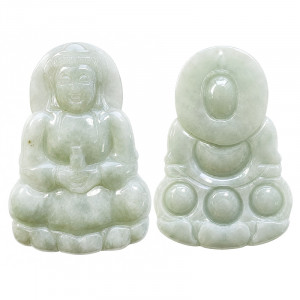 Bouddha en Jade de Birmanie percé - Pièce unique - 202607_31