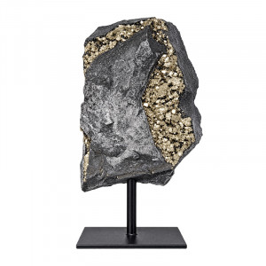 Pyrite sur Shungite sur Socle - Pièce Unique - 202608_100