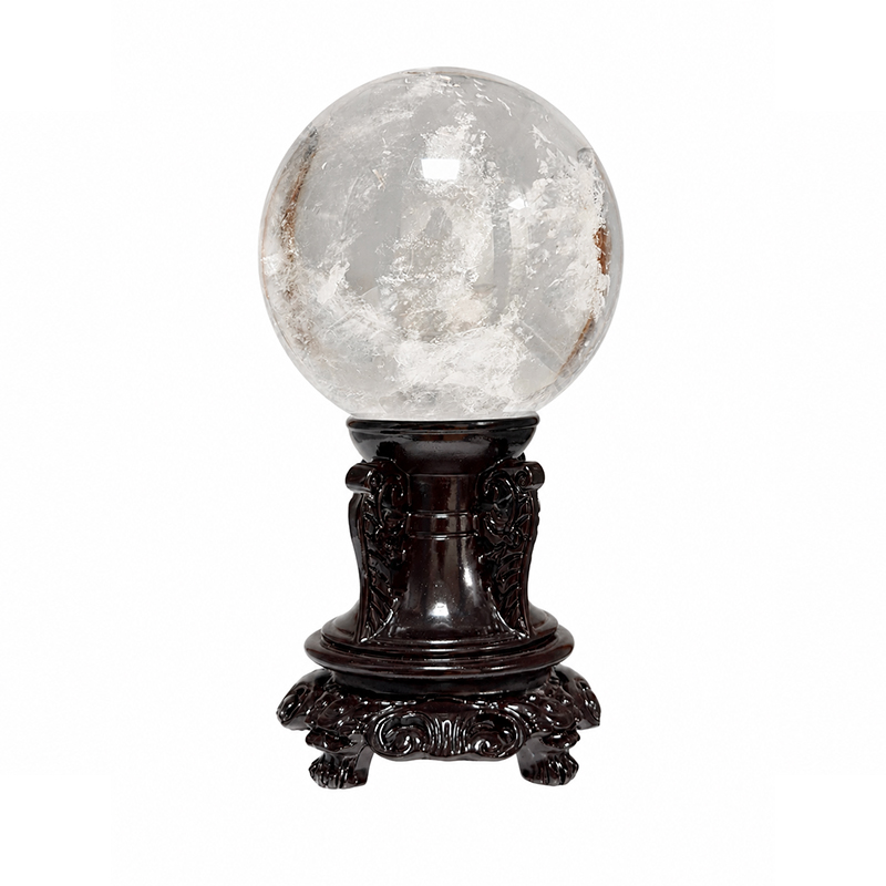 Sphère Cristal de Roche socle en bois - Pièce unique - 202608_169