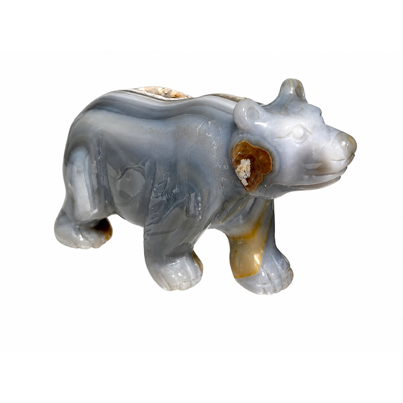 Statuette Ours en Agate - Pièce unique - 202608_171