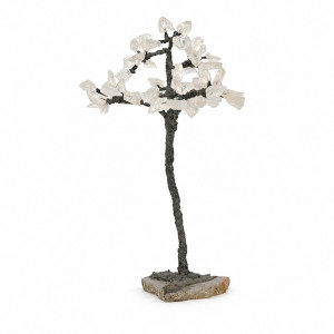 Bonsaï en Cristal de Roche brut sur socle en Agate - Pièce unique - 202608_193
