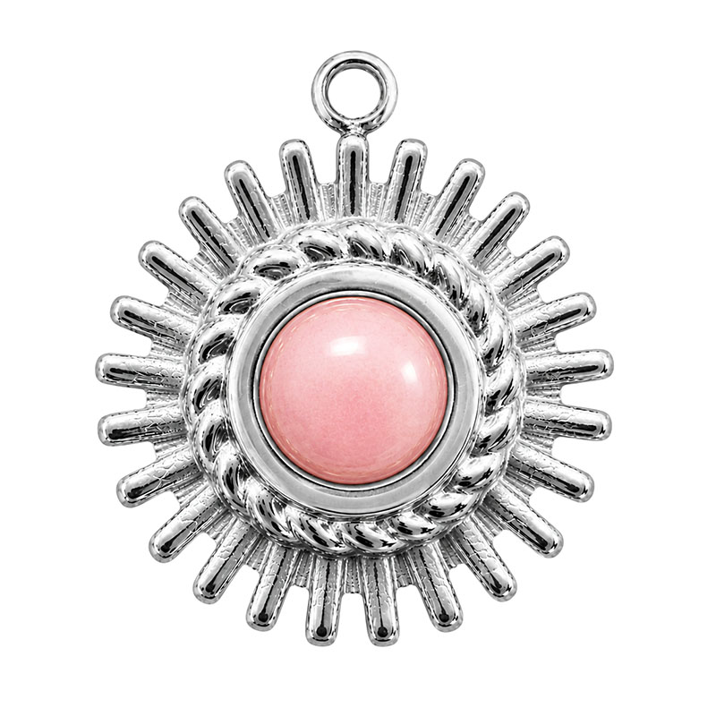 Breloque Soleil Rhodonite – Acier - 5 pièces
