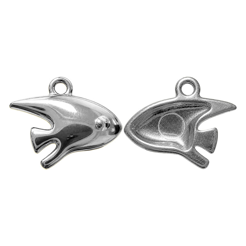Breloque Poisson Acier - 10,6 x 8,8 mm