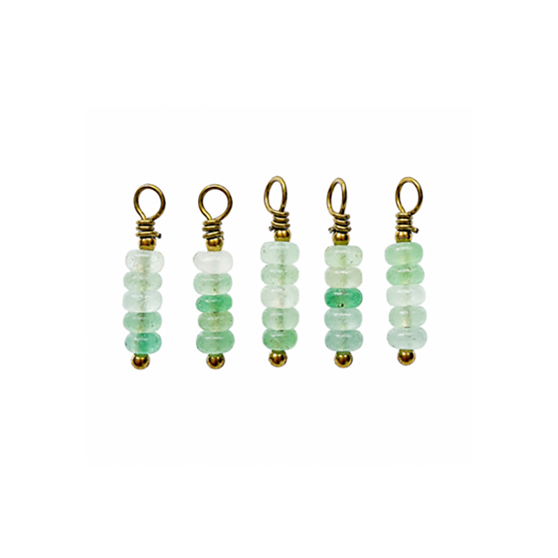 Breloque Disque Aventurine - Acier Doré - 5 pièces