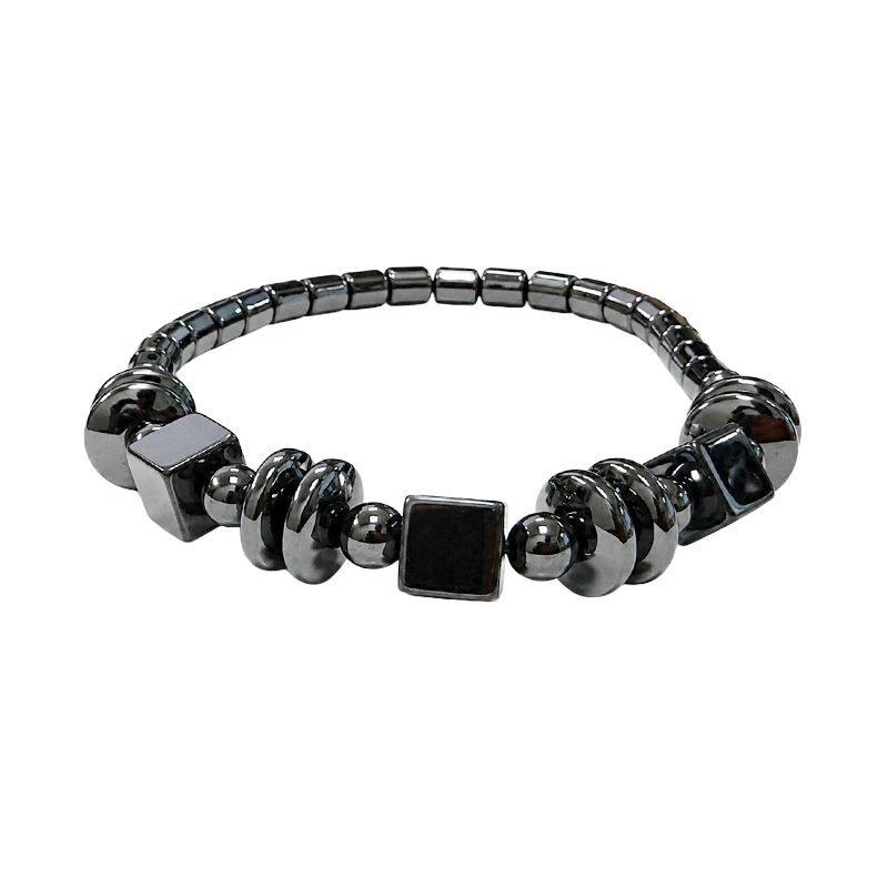 Bracelet en Hématite – Tubes, Cubes et Disques - 10 pièces