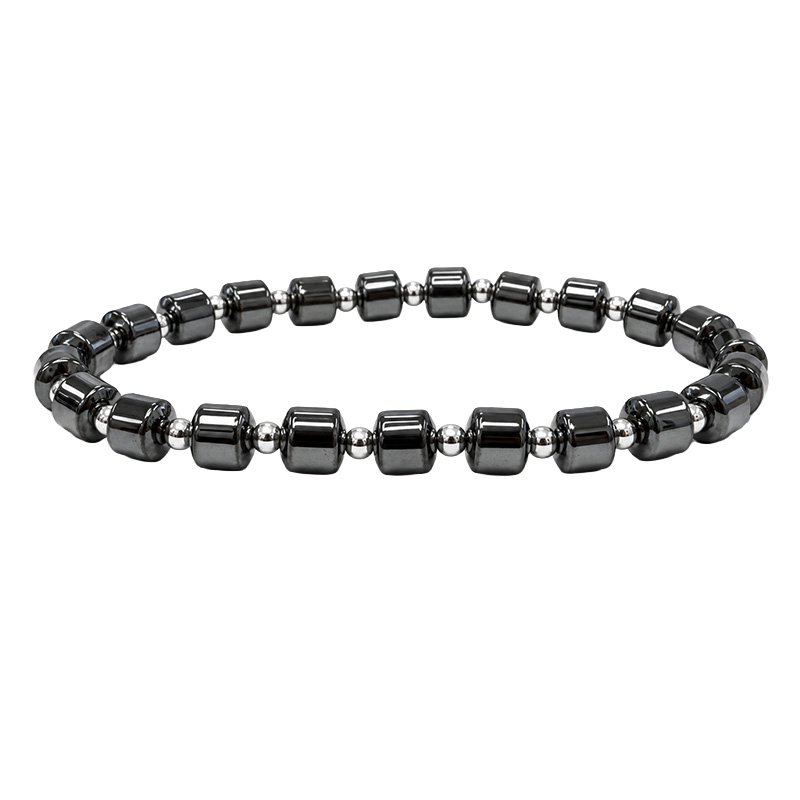 Bracelet en hématite cylindrique – Perles 6 × 6 mm