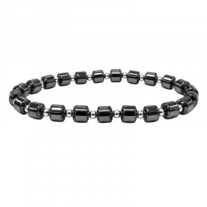 Bracelet en hématite cylindrique – Perles 6 × 6 mm
