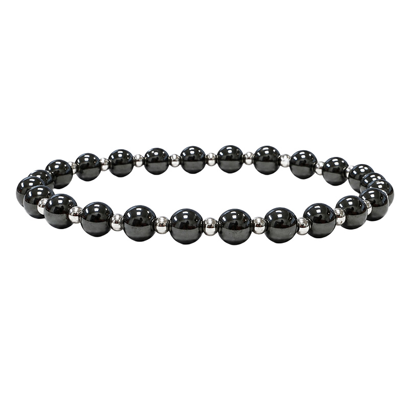 Bracelet en Hématite - Perles Rondes - 10 pièces