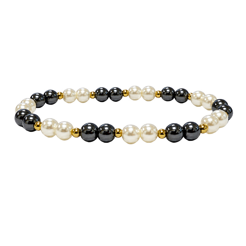 Bracelet en Hématite et Perles Nacrées - 10 pièces