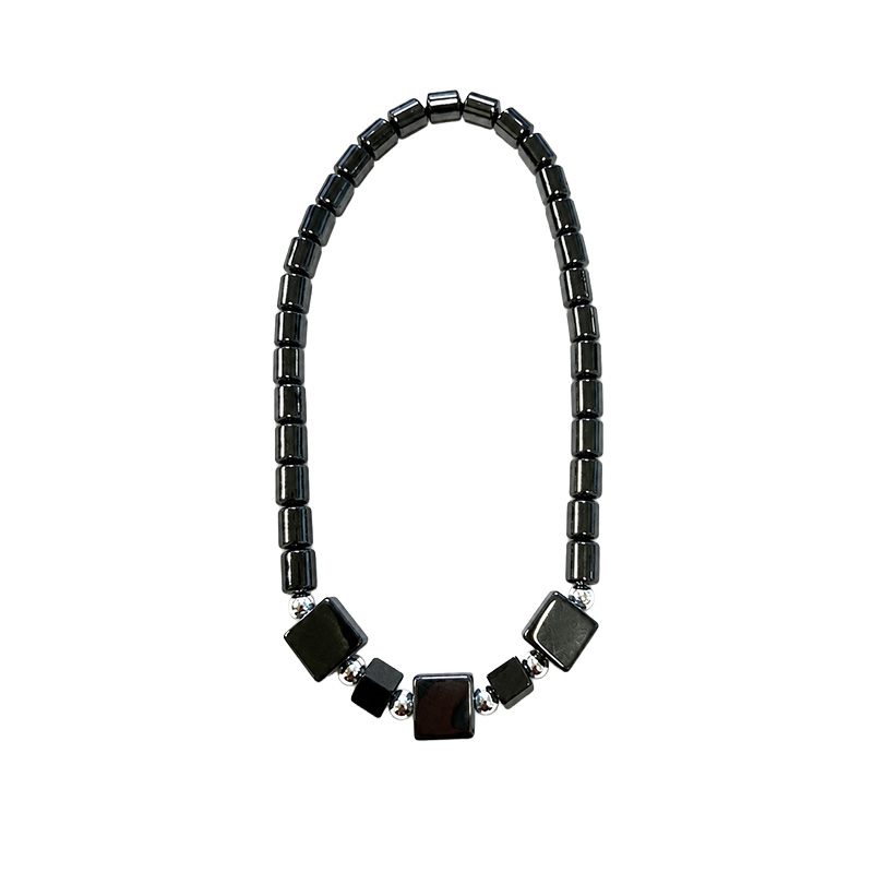 Bracelet en hématite tubes et cubes - 10 pièces