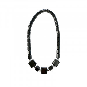 Bracelet en hématite tubes et cubes - 10 pièces