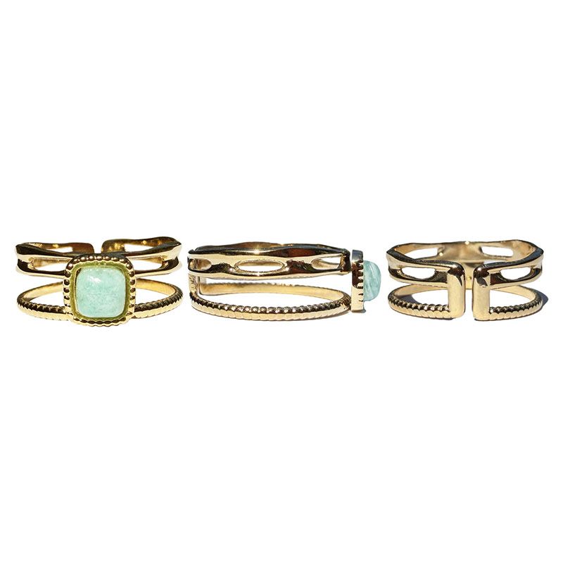 Bague réglable acier cabochon amazonite
