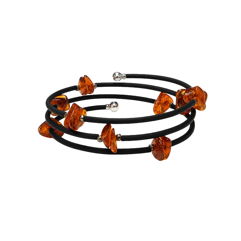 Bracelet baroque en Ambre de la Baltique à mémoire de forme – 3 rangs