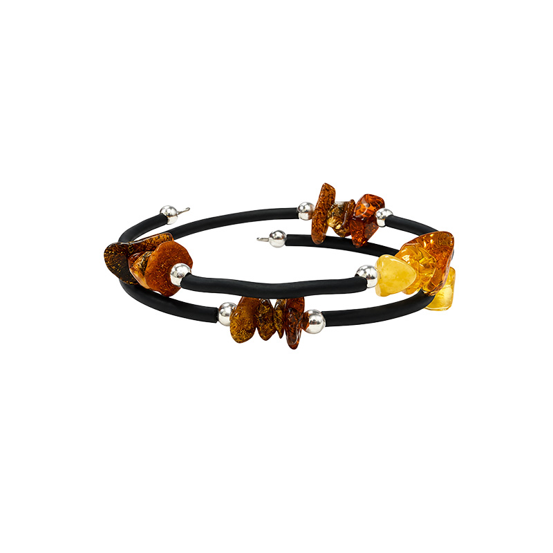 Bracelet baroque en Ambre de la Baltique à mémoire de forme – 3 rangs