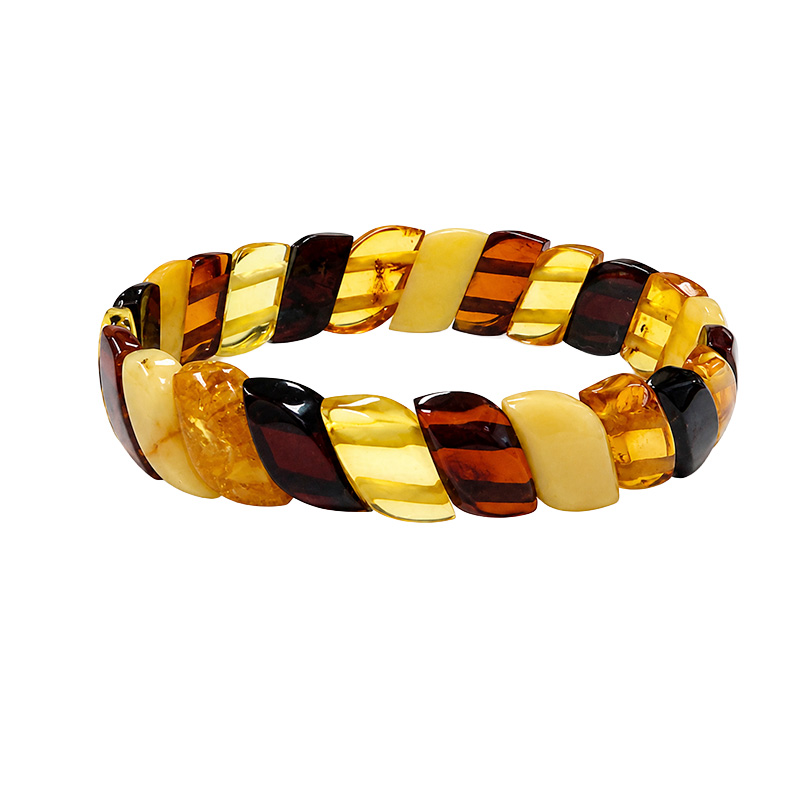 Bracelet en Ambre de la Baltique multicolore - Plaquettes - La pièce
