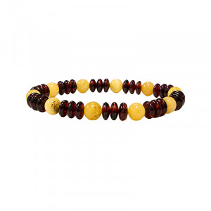 Bracelet en Ambre de la Baltique – Pastilles et boules multicolores