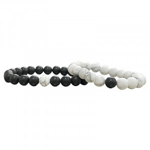 Bracelet couple - Howlite et Onyx dépoli