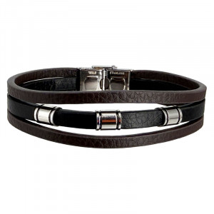 Bracelet Homme Cuir Fermoir Acier - 22 cm - BCU2