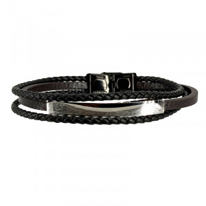 Bracelet Homme Cuir Fermoir Acier - 22 cm - BCU3