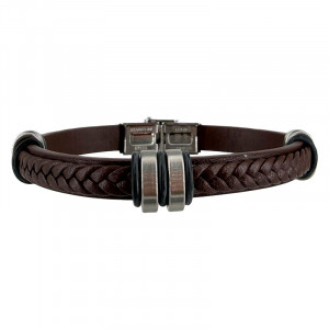 Bracelet Homme Cuir Fermoir Acier - 20 cm - BCU4