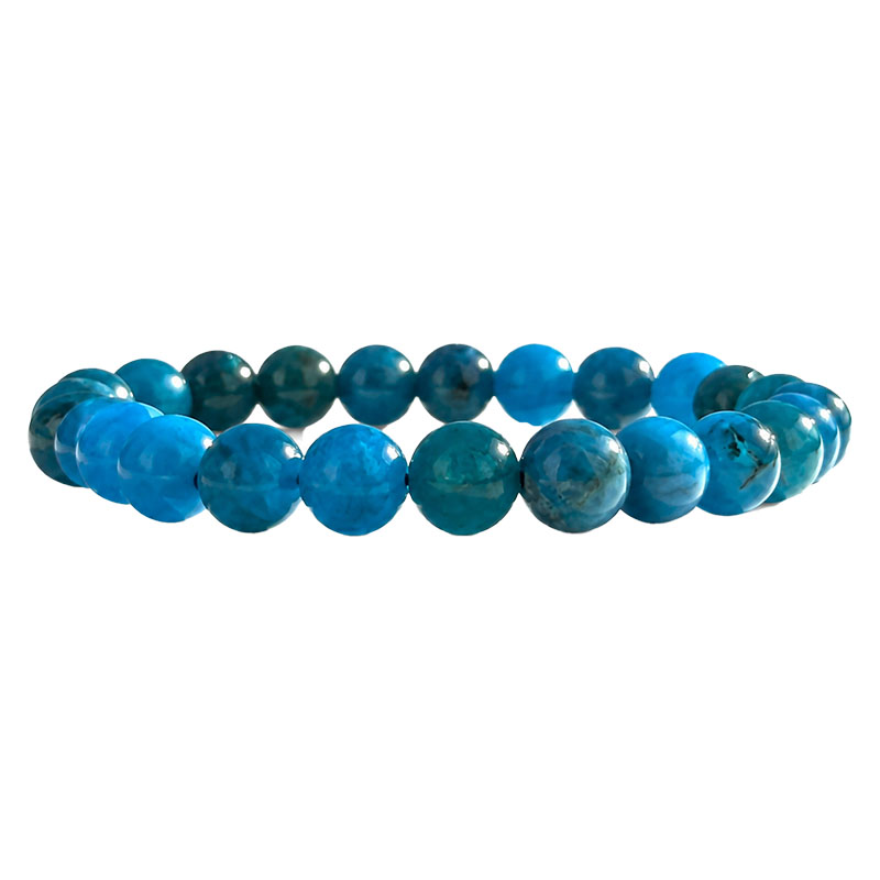 Bracelet Grande Taille Apatite bleue 8 mm