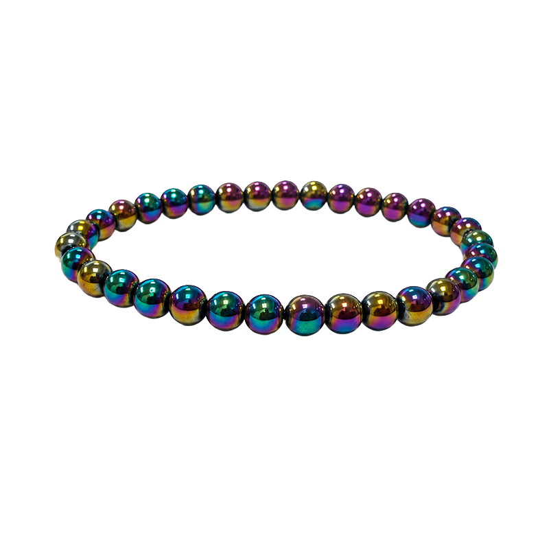 Bracelet hematite et titane 6 ou 8 mm les 5 pièces
