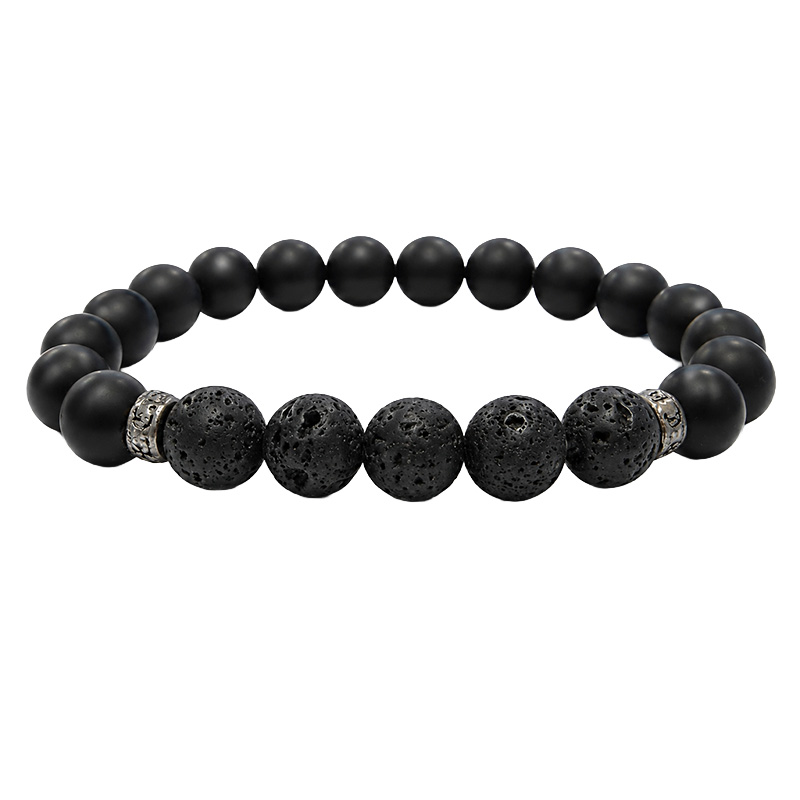 Bracelet homme onyx dépoli et lave