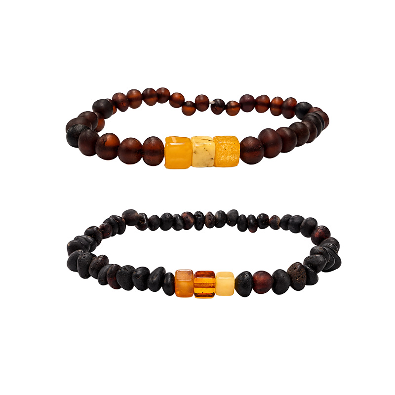 Bracelet homme Ambre de la baltique dépoli plusieurs modèles