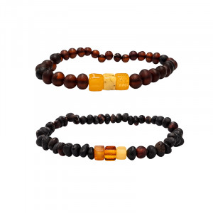 Bracelet homme Ambre de la baltique dépoli plusieurs modèles