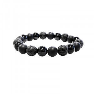 Bracelet homme Onyx, Onyx dépoli et lave