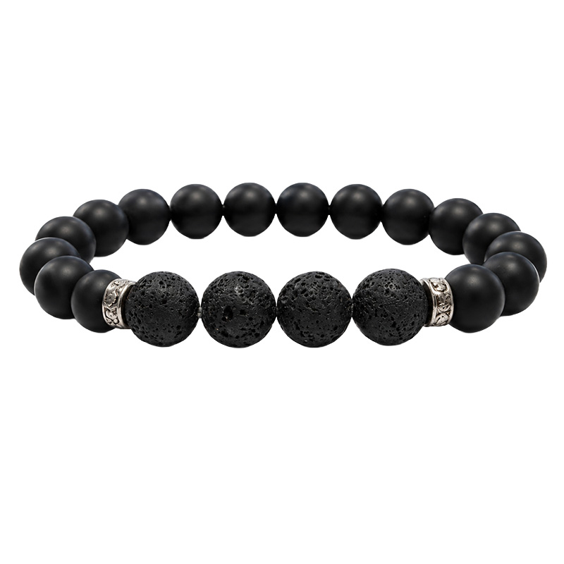 Bracelet homme onyx dépoli et lave