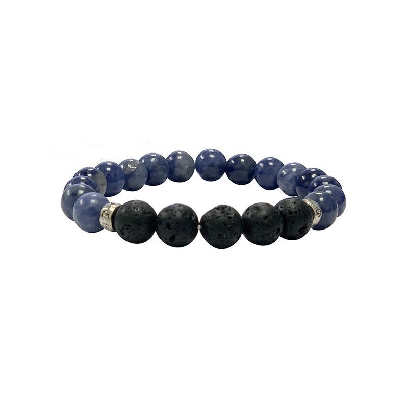Bracelet homme sodalite et lave