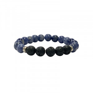 Bracelet homme sodalite et lave