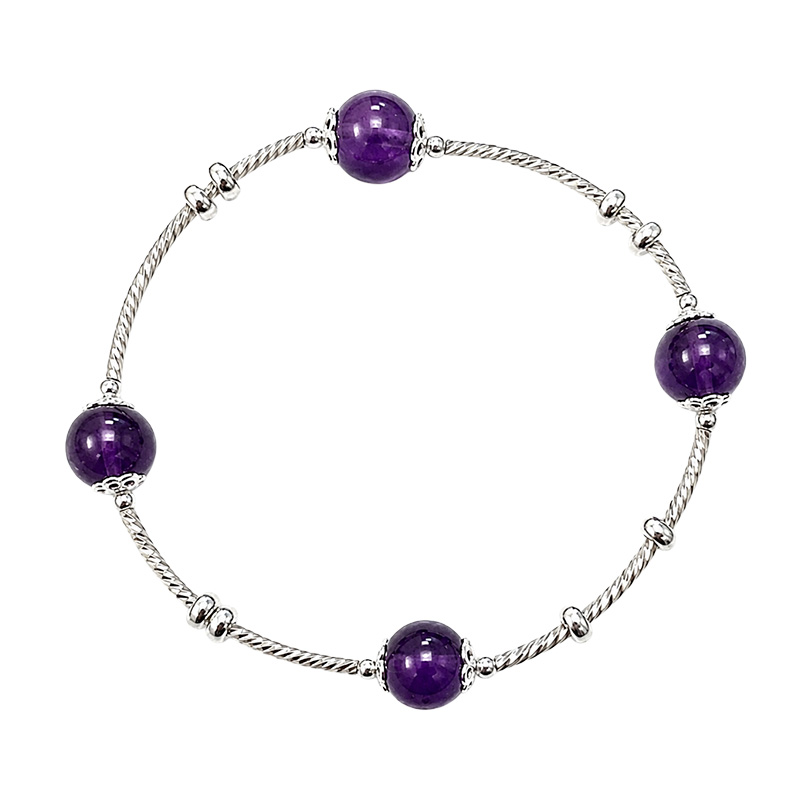 Bracelet améthyste 8mm argent 0.925