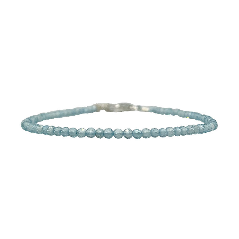 Bracelet apatite facettée - 2 mm - 17 cm - fermoir + chaînette