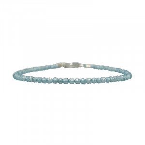 Bracelet apatite facettée - 2 mm - 17 cm - fermoir + chaînette