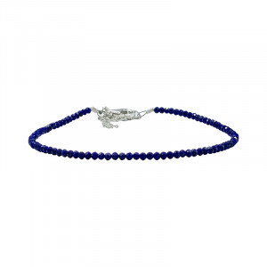 Bracelet lapis facetté - 2 mm - 17 cm - fermoir + chaînette