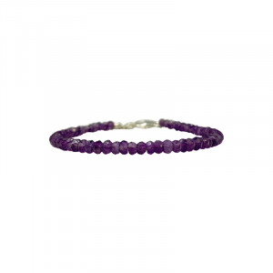 Bracelet Améthyste facetté - 2 mm - 17 cm - fermoir + chaînette