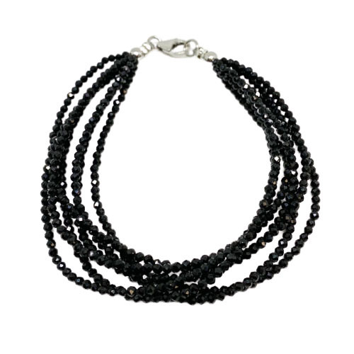 Bracelet Spinelle 7 rangs facetté argent 0.925 17 cm