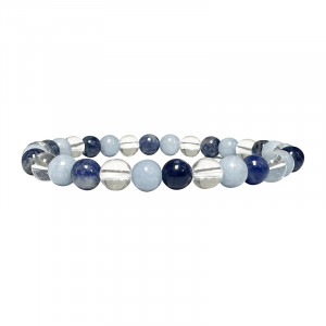 Bracelet Sodalite Cristal de Roche Angelite - 6 mm