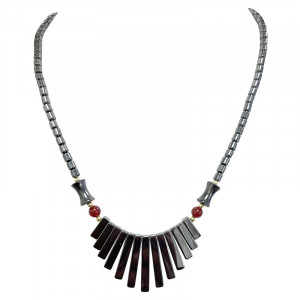 Collier Hématite et Cornaline - 46 cm - 10 pièces
