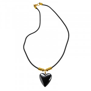 Collier cœur hématite avec cordon - 43 cm -  10 pièces