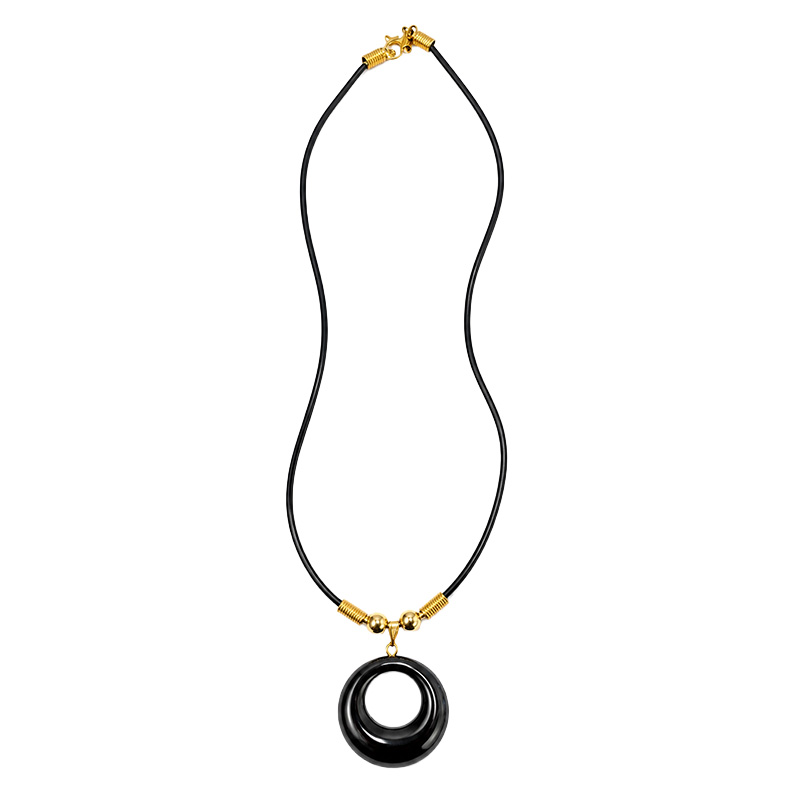 Collier anneau hématite sur cordon - 43 cm -  10 pièces