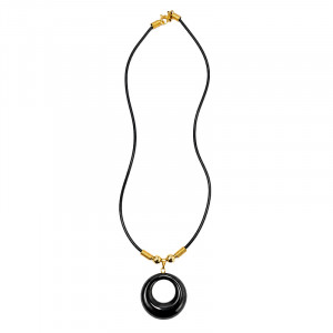 Collier anneau hématite sur cordon - 43 cm -  10 pièces