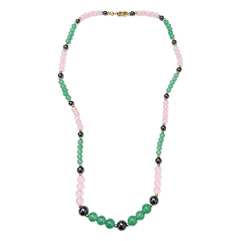 Collier aventurine et quartz rose 3 pcs