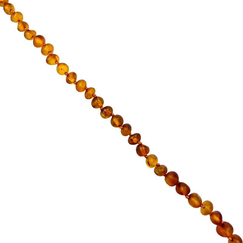 Collier Ambre de la baltique roule depoli cognac 50 cm