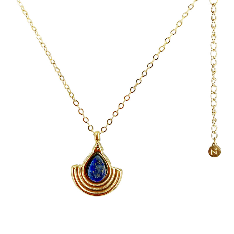 Chaine Acier Cabochon Lapis
