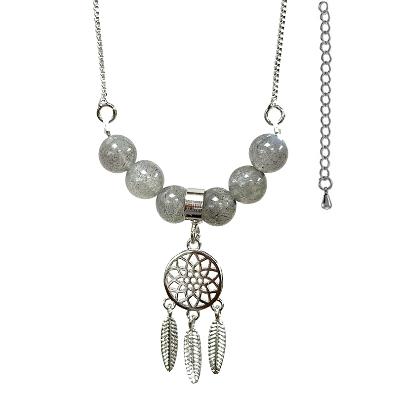 Chaîne bronze attrape rêves et perles